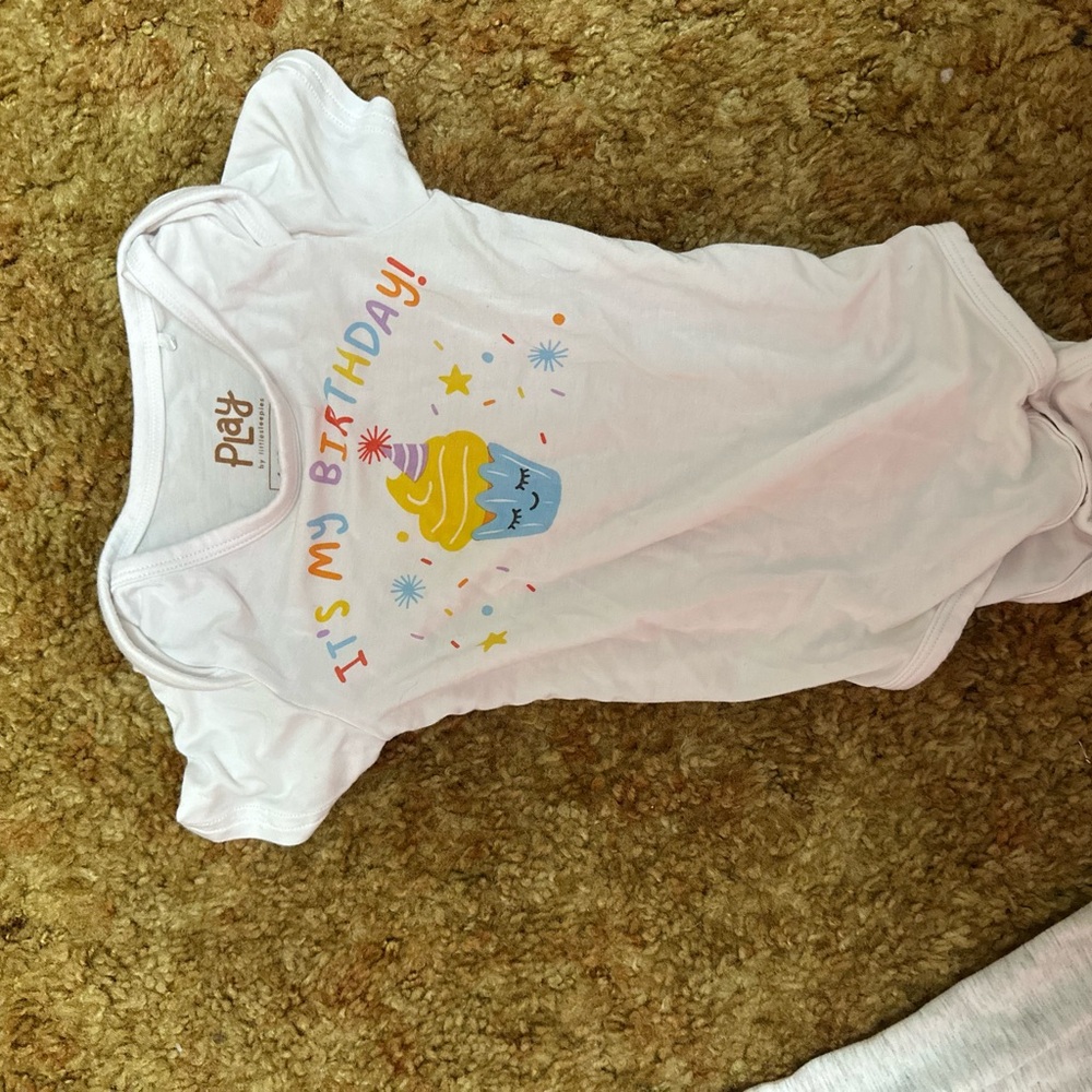 Little Sleepies White Onesie with Colorful Cupcake Design